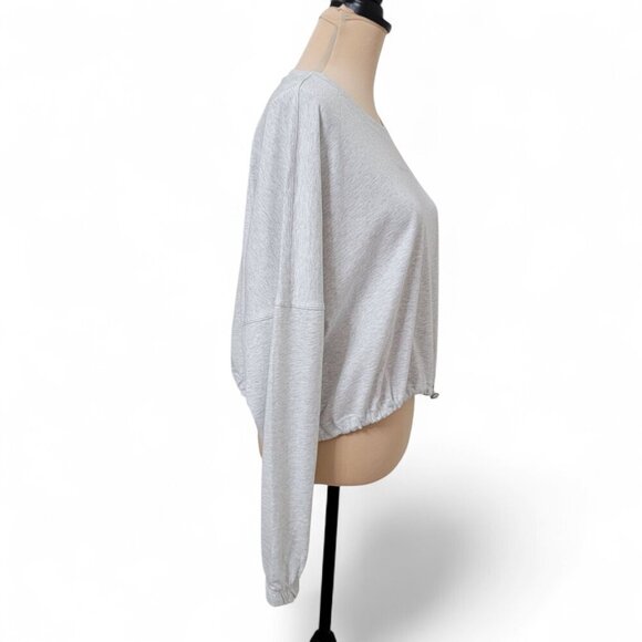 Calvin Klein Size XL Light Gray Long Sleeve Cropped Pullover with Drawcord Waist - Picture 6 of 14